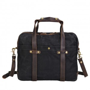 AT5 WAXMultifunktion™  3in1 Canvas Businesstasche Laptoptasche Aktentasche für Damen Herren / Canvas mit leder - grau